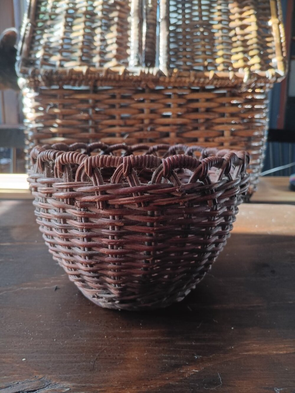 Small Round Basket with Braided Top